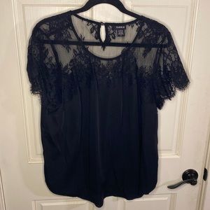 Torrid Size 0 Black Blouse Lace Detail